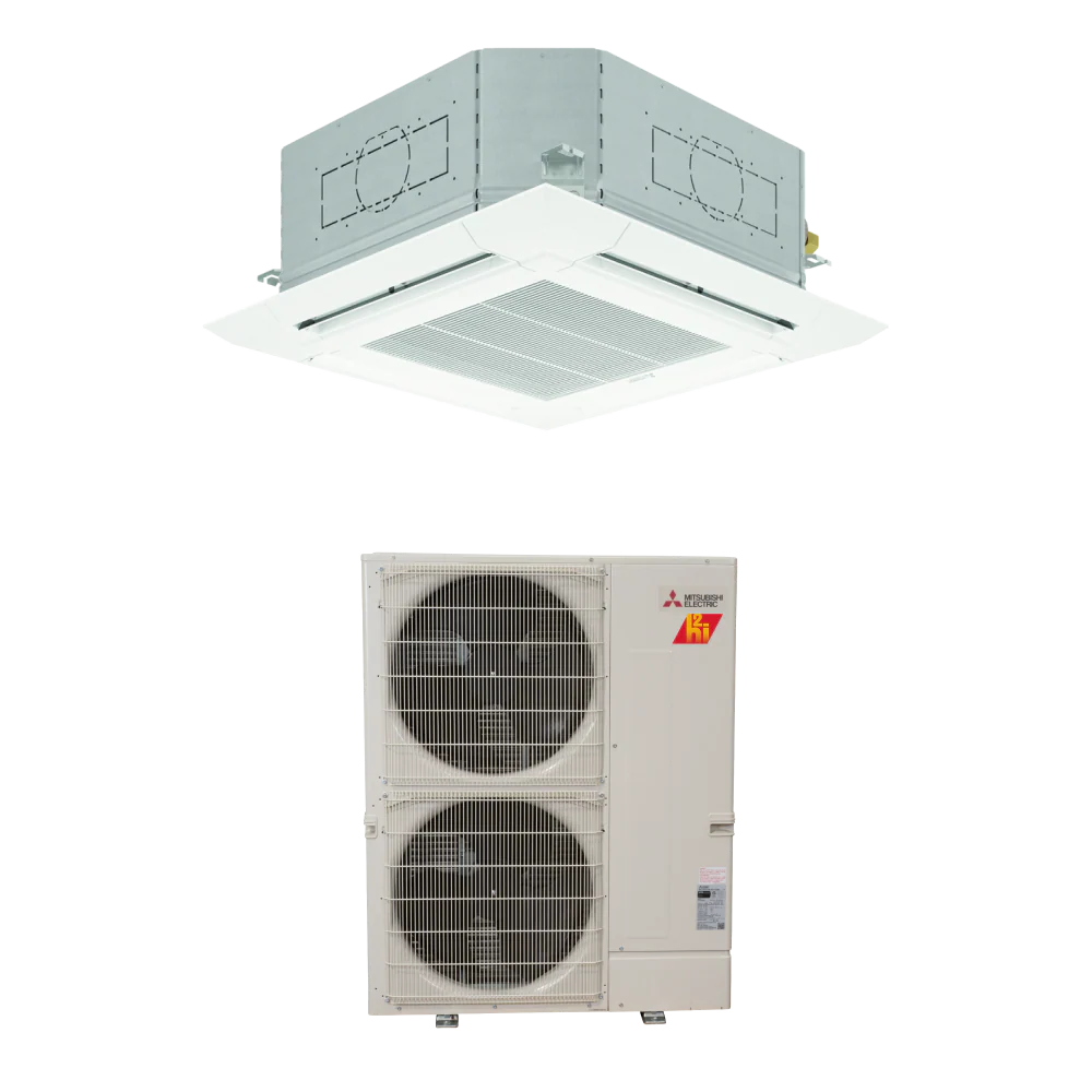 Mitsubishi PLA-AE48NL PUZ-AK48NLHZ 48,000 BTU 20.1 SEER2 Ceiling Cassette Hyper Heat Pump System - R454B