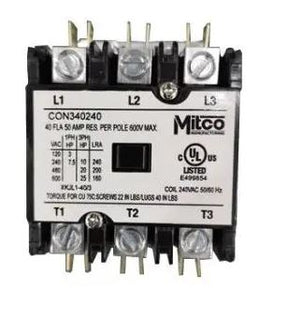 Mitco CON240240 2-Pole 40 Amp Contactor, 240V Coil