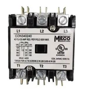 Mitco CON240240 2-Pole 40 Amp Contactor, 240V Coil