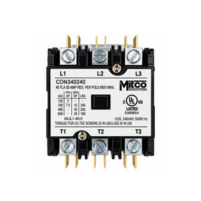 Mitco CON34024 3-Pole 40 Amp Contactor, 24V Coil
