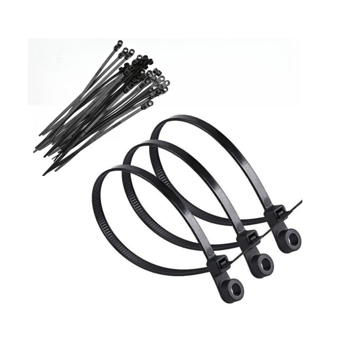 Mitco T397-311 Black Cable Ties with Mounting Hole, 8 Inch, 50 Pack
