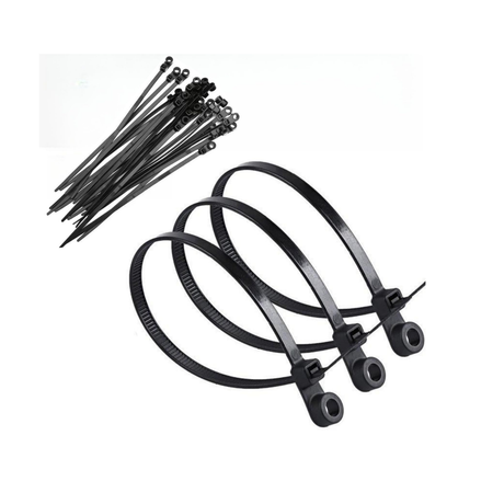 Mitco T397-311 Black Cable Ties with Mounting Hole, 8 Inch, 50 Pack