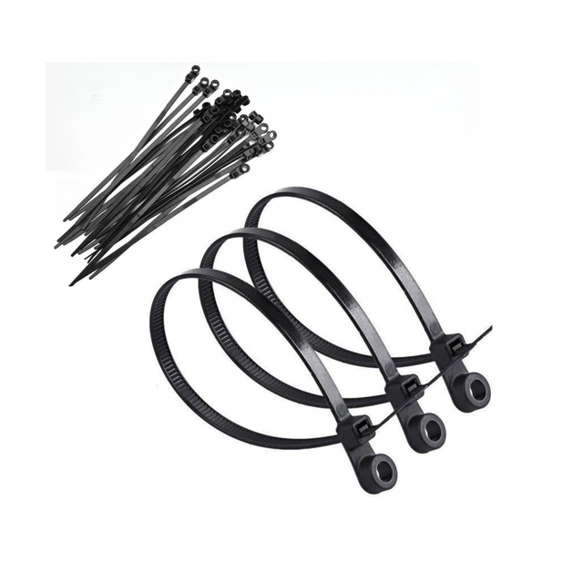 Mitco T397-311 Black Cable Ties with Mounting Hole, 8 Inch, 50 Pack