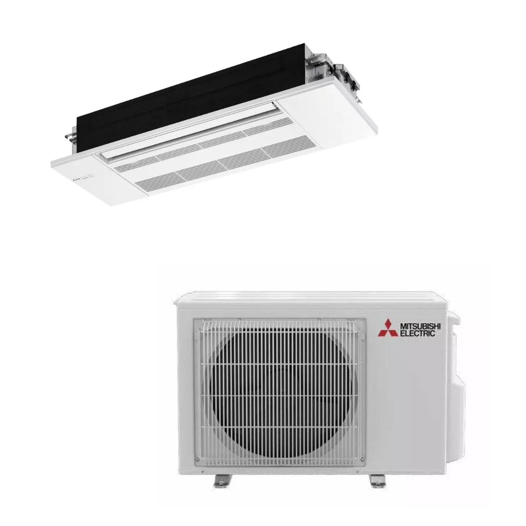 Mitsubishi MLZ-KX09NL SUZ-AA09NL 9,000 BTU 21.6 SEER2 One-Way Ceiling Cassette Heat Pump System (w/ Grille) - R454B
