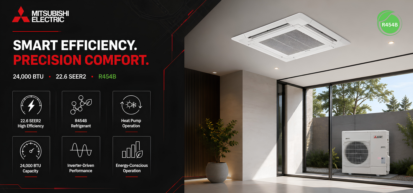 Mitsubishi_Ceiling_Cassette_Heat_Pump_PLA-AE24NL_PUZ-AH24NL_product_banner_2