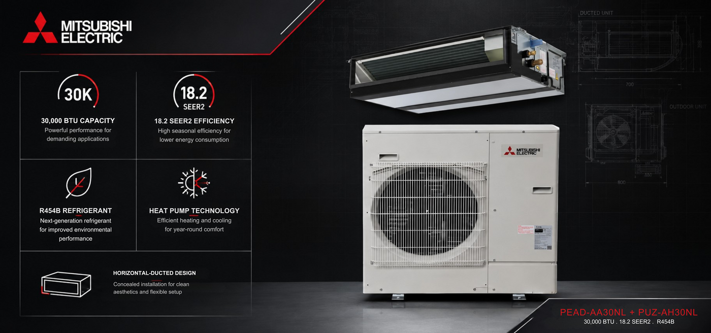 Mitsubishi_Horizontal_Ducted_Heat_Pump_PEAD-AA30NL_PUZ-AH30NL_product_banner_2