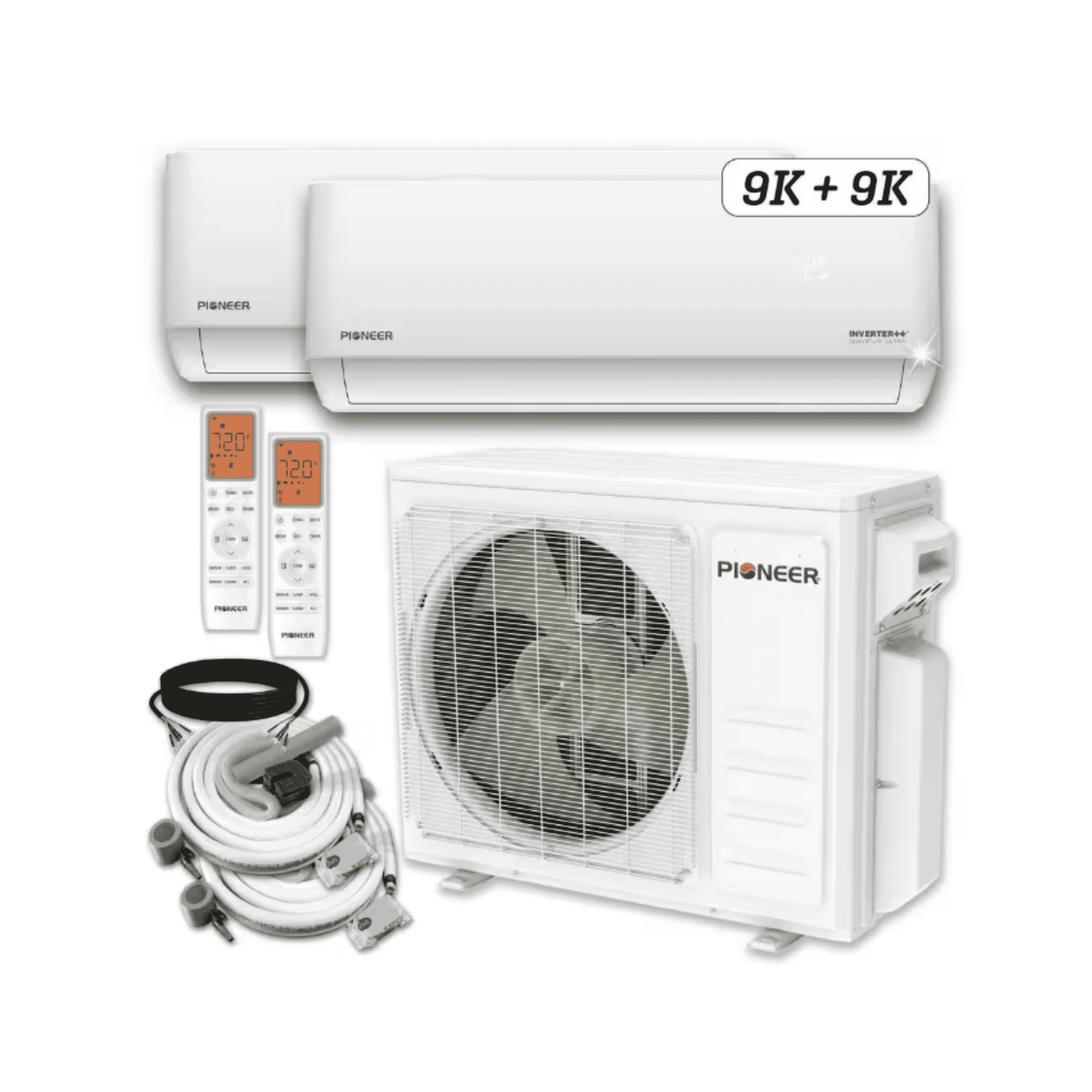 Pioneer 2-Zone Split 18,000 BTU 1.5-Ton Quantum Ultra 22 SEER Wall Mount AC Heat Pump 230-Volt WYT020GLSI24M2-9W16-9W16