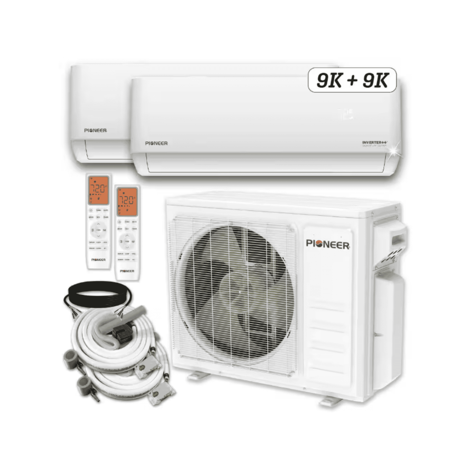Pioneer 2-Zone Split 18,000 BTU 1.5-Ton Quantum Ultra 22 SEER Wall Mount AC Heat Pump 230-Volt WYT020GLSI24M2-9W16-9W16