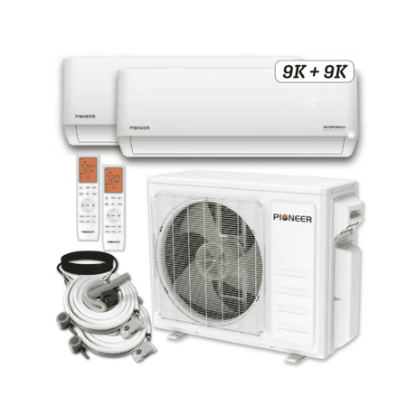 Pioneer 2-Zone Split 18,000 BTU 1.5-Ton Quantum Ultra 22 SEER Wall Mount AC Heat Pump 230-Volt WYT020GLSI24M2-9W16-9W16