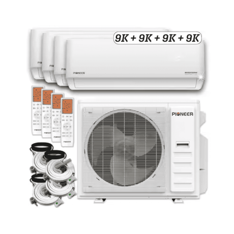 Pioneer 4-Zone Split 35,000 BTU 3-Ton Quantum Ultra 21.5 SEER Wall Mount AC Heat Pump 230-Volt WYT040GLSI24M4-9W16-9W16-9W16-9W16