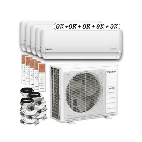 Pioneer 5-Zone Split 42,000 BTU 3.5-Ton Quantum Ultra 21.5 SEER Wall Mount AC Heat Pump 230-Volt WYT050GLSI24M5-9W16-9W16-9W16-9W16-9W16