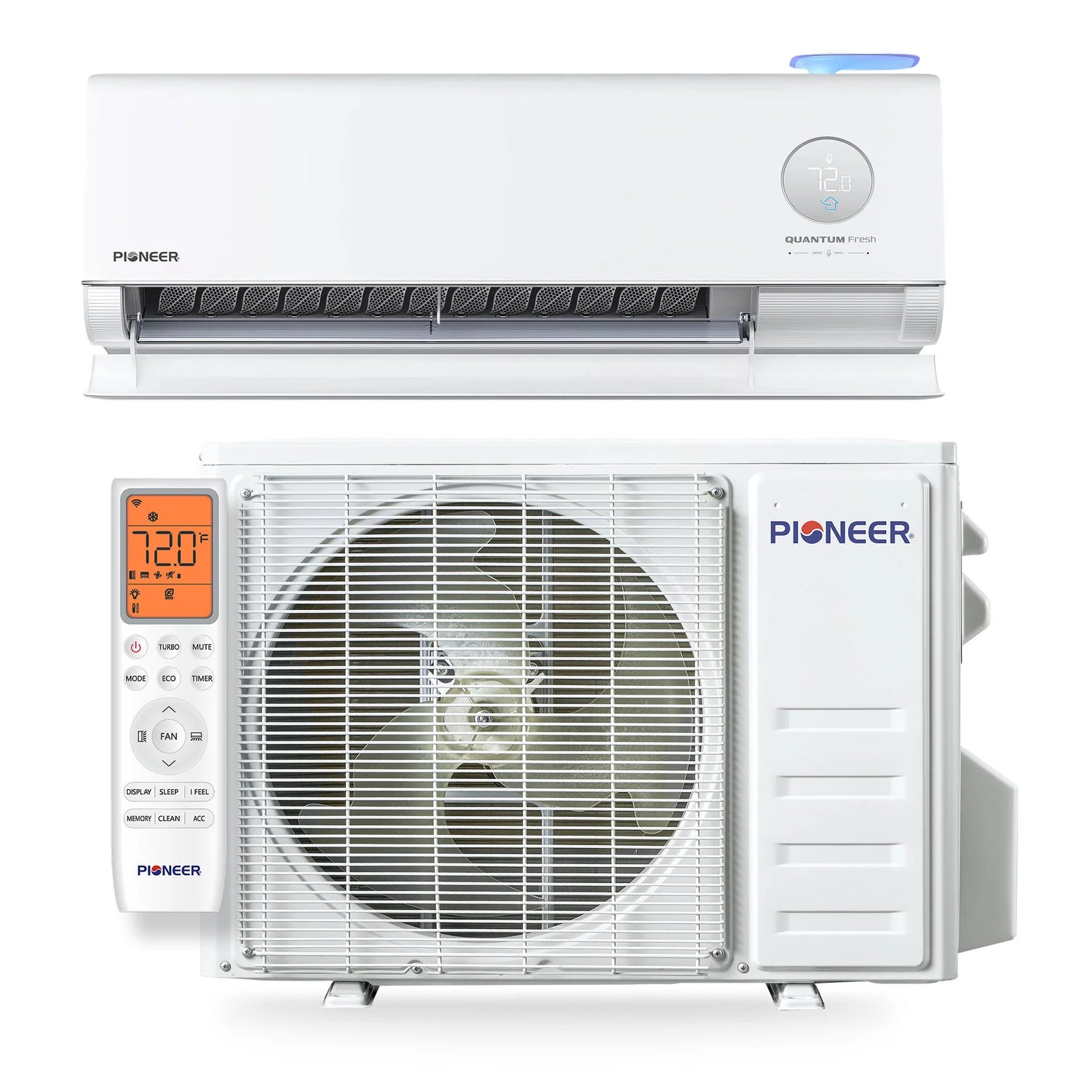 Pioneer® Quantum Fresh 12,000 BTU 24 SEER2 Ductless Mini-Split Inverter WiFi-Enabled Air Conditioner Heat Pump Full Set 230V WYT012GLUI25FV-16S
