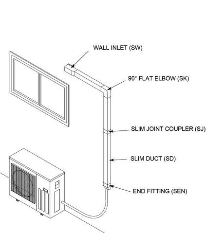 Rheem SlimDuct 45 Degree Vertical Elbow - 3 in. x 2-1/2 in. (Ivory) SCF-77-I