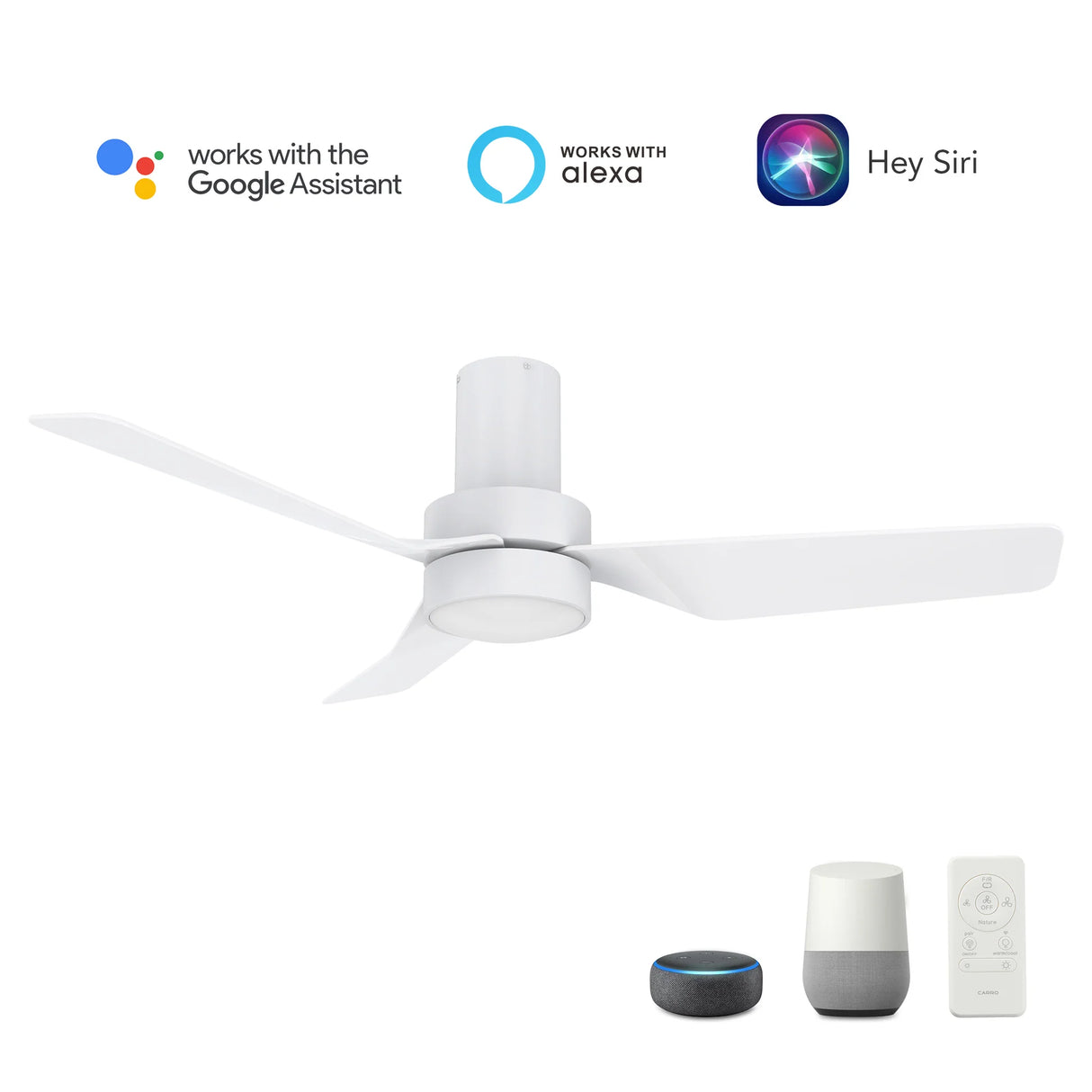 CARRO PORTER 44 inch 3-Blade Flush Mount Smart Ceiling Fan with LED Light & Remote