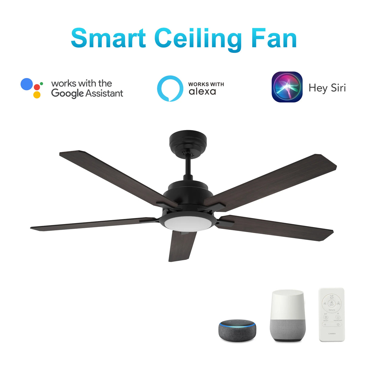 CARRO ESPEAR 52 inch 5-Blade Smart Ceiling Fan with LED Light & Remote