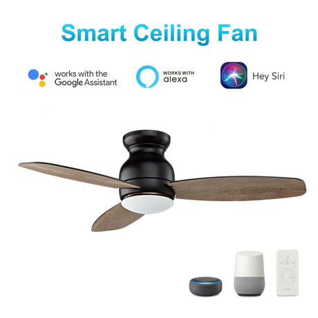 CARRO TRENTO 60 inch 3-Blade Flush Mount Smart Ceiling Fan with LED Light & Remote