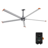 CARRO Makani 12 ft Indoor Silver Neodymium Magnet Direct-Drive Motor Industrial Ceiling Fan with Controller