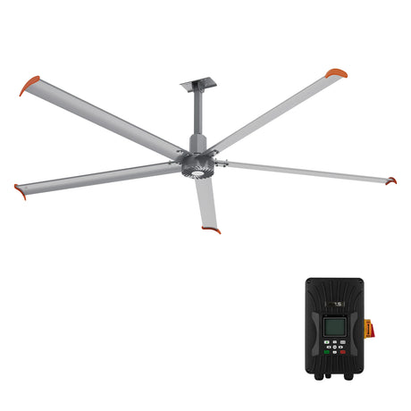 CARRO Makani 12 ft Indoor Silver Neodymium Magnet Direct-Drive Motor Industrial Ceiling Fan with Controller