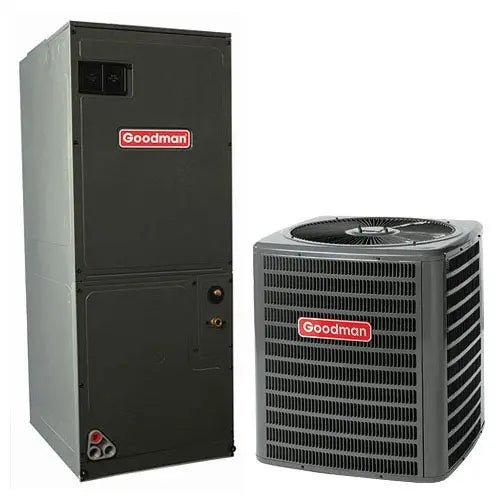 Goodman 3.5 Ton SEER Single Stage Two Piece Heat Pump vs Blower MBVC1601AA-1 CAPTA4230C4 GSZH504210 - AC units for less