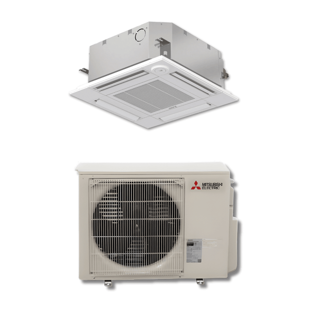 Mitsubishi P - Series Ceiling Cassette Mini Split Heat Pump System - Single - Zone - 30k BTU - 21.8 SEER2 - R - 454B - PUZ-AH30NL PLA-AE30NL PLP-41EAEU