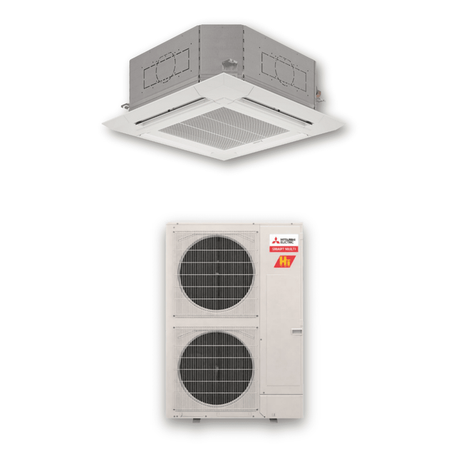 Mitsubishi PLA - AE48NL PUZ - AK48NLHZ 48,000 BTU 20.1 SEER2 Ceiling Cassette Hyper Heat Pump System - R454B - PLA-AE48NL PUZ-AK48NLHZ PLP-41EAEU