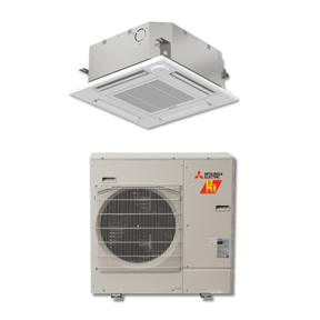 Mitsubishi SLZ - AF18NL SUZ - AA18NLHZ 18,000 BTU 17.5 SEER2 Four - Way Ceiling Cassette Hyper Heating Heat Pump System (w/ Standard Grille) - R454B - SLZ-AF18NL SUZ-AA18NLHZ SLP-18FAU