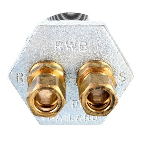 Rheem 3 - Way Oil Tank Tap - 2 in. MNPT x 1/2 in. Tube Return/Supply RWB14470 - RWB14470