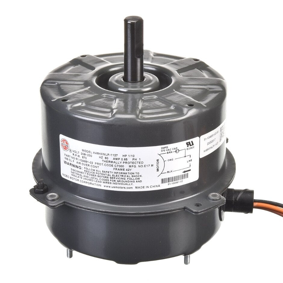 Rheem Condenser Motor - 1/10 hp 208 - 230/1/60 (825 rpm/1 speed) 51 - 104691 - 02 - 51-104691-02