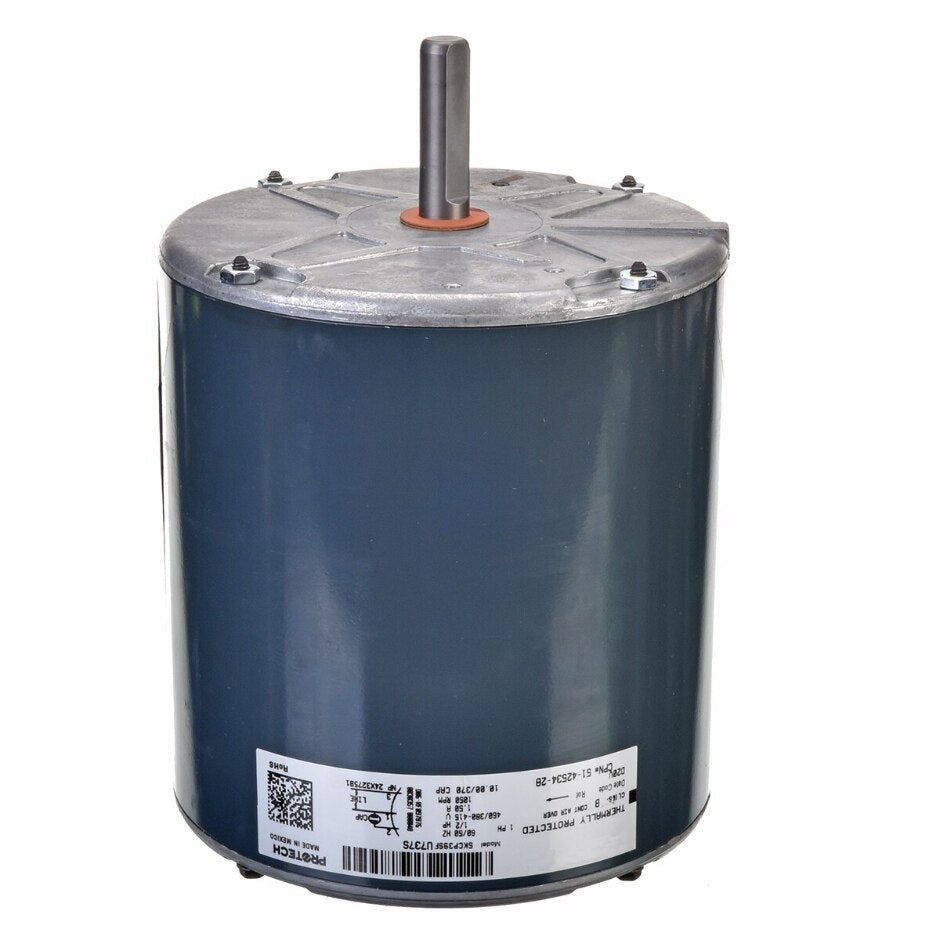 Rheem Condenser Motor - 1/2 hp 380 - 415 - 460/1/50 - 60 (1075 rpm/1 speed) 51 - 42534 - 28 - 51-42534-28