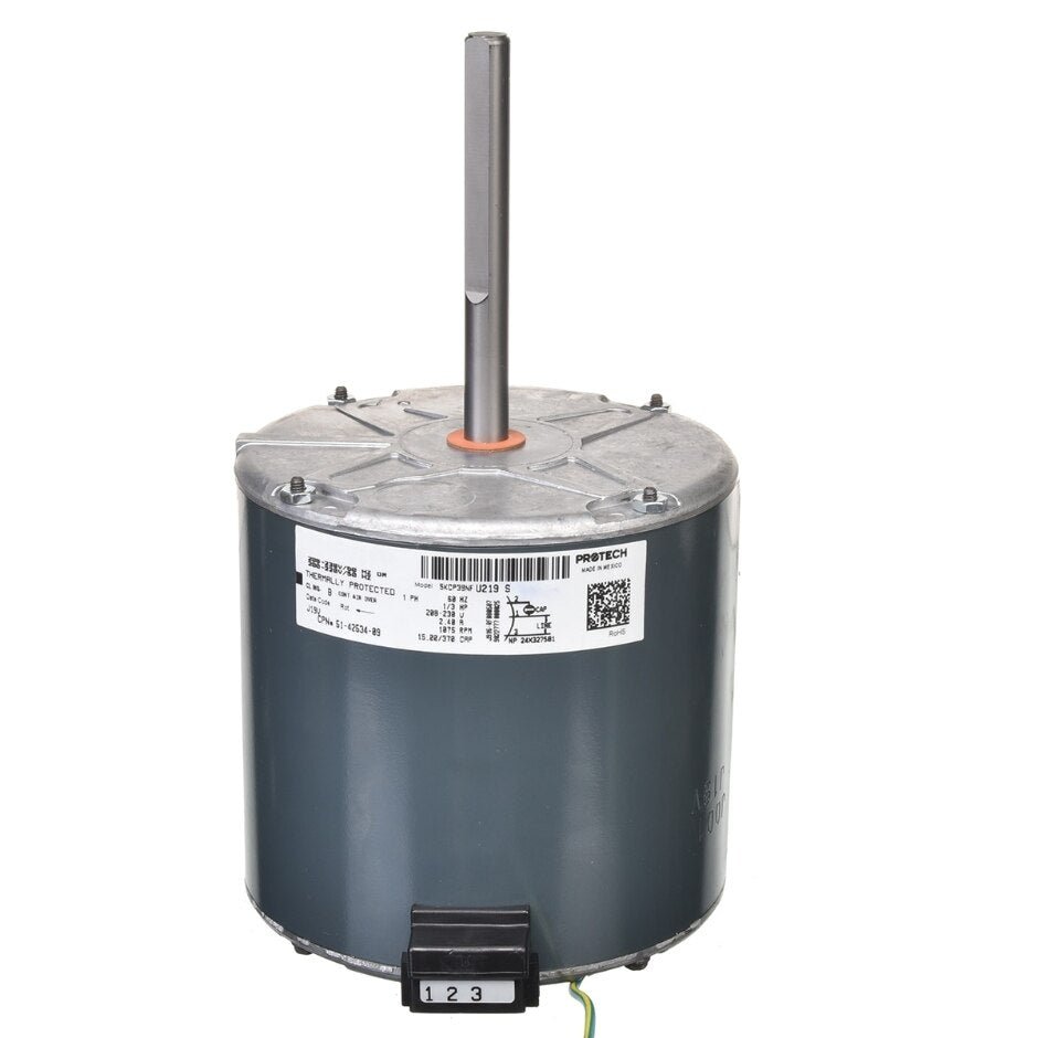 Rheem Condenser Motor - 1/3 hp 208 - 230/1/50 - 60 (1075 rpm/1 speed) 51 - 42534 - 09 - 51-42534-09