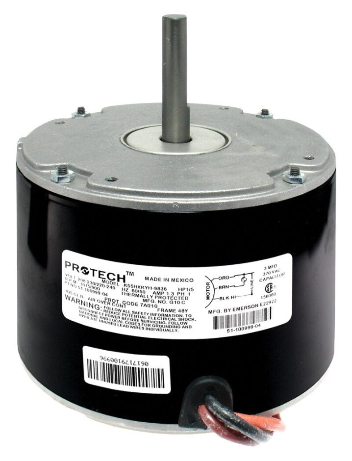 Rheem Condenser Motor - 1/5 hp 208 - 230/1/50 - 60 (1075 rpm/1 speed) 51 - 100999 - 04 - 51-100999-04