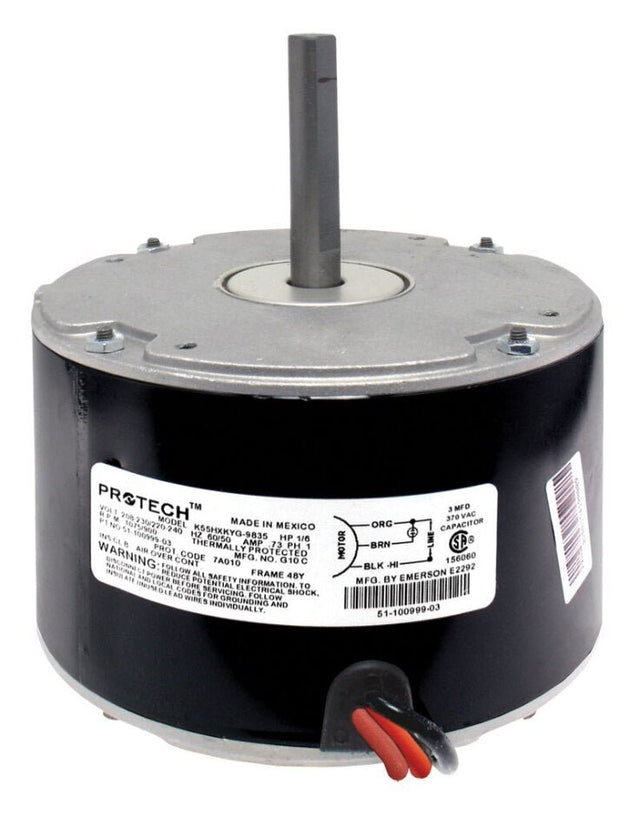Rheem Condenser Motor - 1/6 hp 208 - 230/1/50 - 60 (1075 rpm/1 speed) 51 - 100999 - 03 - 51-100999-03
