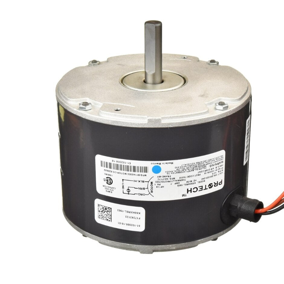 Rheem Condenser Motor - 1/8 hp 208 - 230/1/50 - 60 (1075 rpm/1 speed) 51 - 102008 - 18 - 51-102008-18