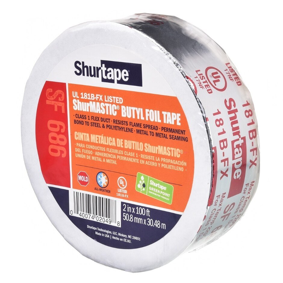 Rheem Duct Tape - Butyl Foil ShurMASTIC Tape - UL181B - FX - 2 in. x 100 ft. (SF 686) 86 - 183431 - 86-183431