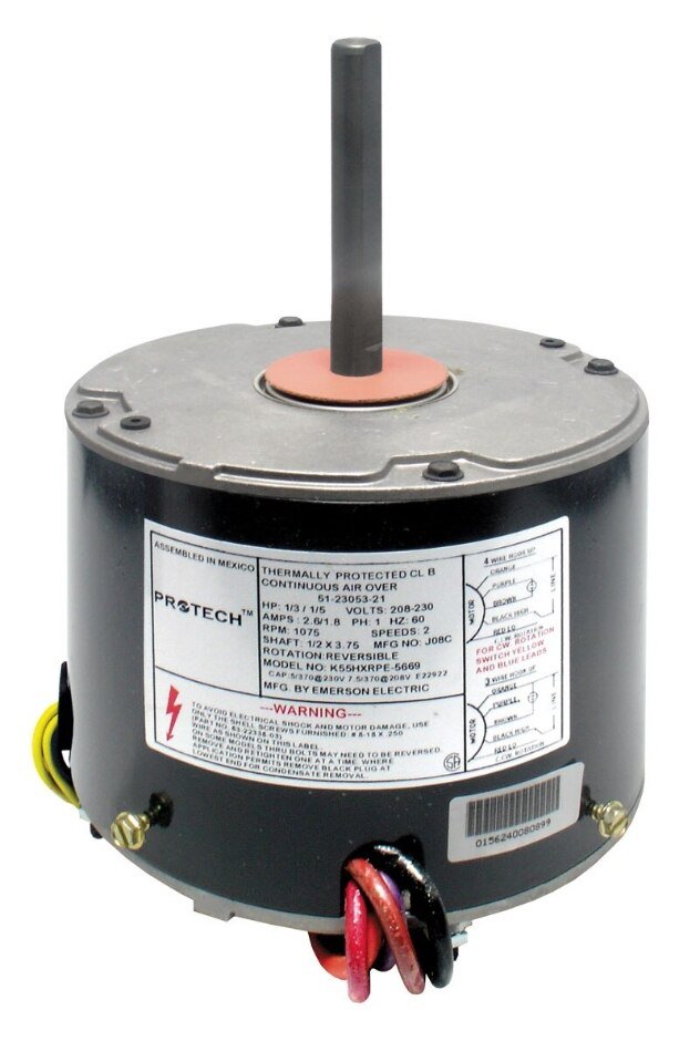 Rheem PROTECH TRIPSAVER Condenser Motor - 1/6 to 1/3 hp 208 - 230/1/60 (1075 rpm/2speed) 51 - 23053 - 21 - 51-23053-21