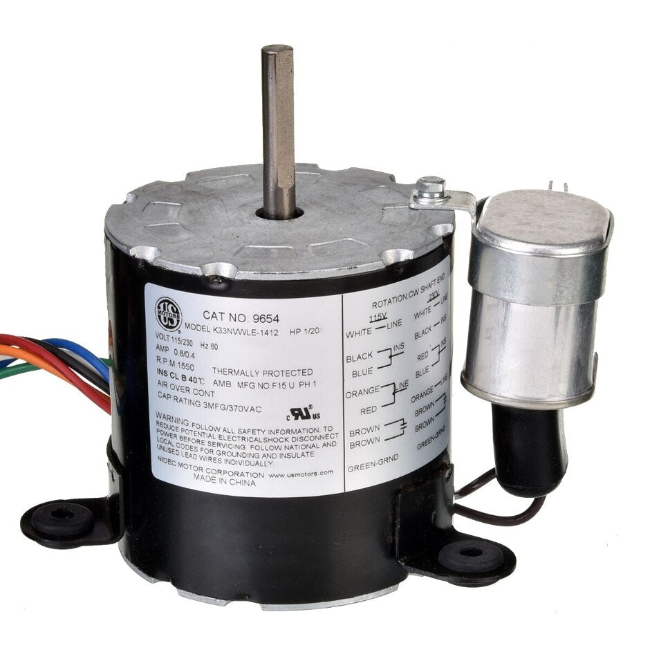 Rheem Refrigeration Motor - 1/20 hp 1550 rpm 115/208 - 230V CW TEAO KRACK 9654 - 9654