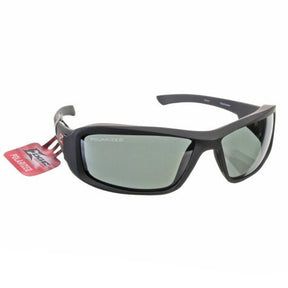 Rheem Safety Glasses - Brazeau Torque - Matte Black Frame with Red E Logo / Smoke Lenses XB136 - XB136