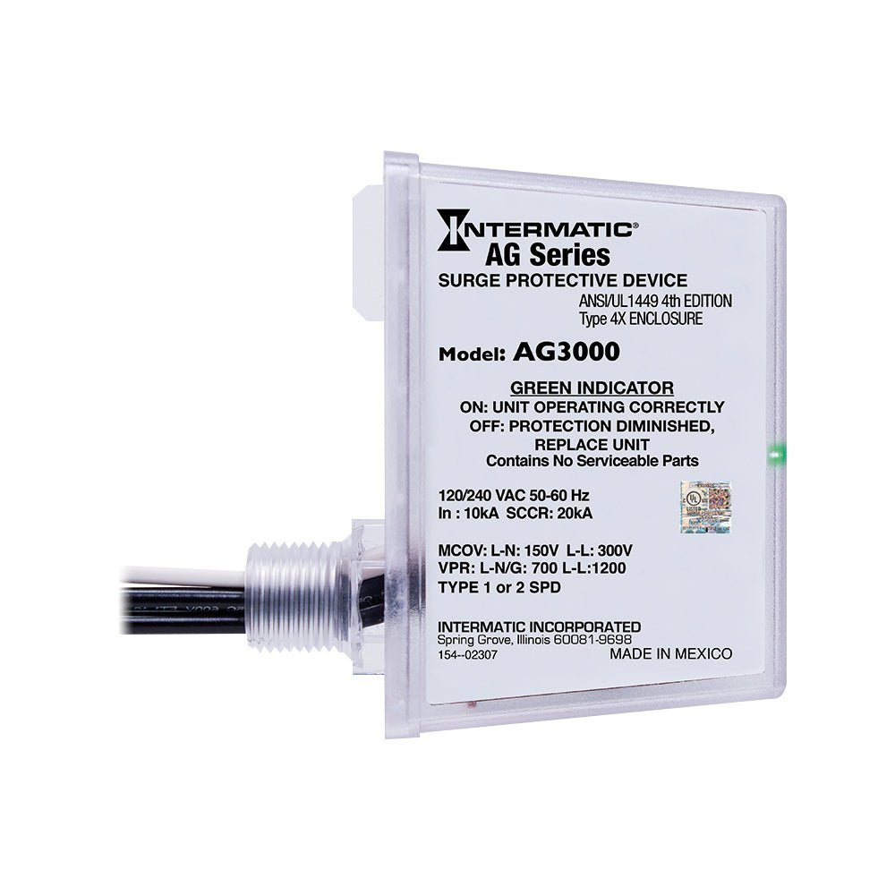 Surge Protector, Power, 120/240 VAC, 50/60 Hz, Polycarbonate AG3000 - acunitsforless.comGeneral Electrical Components