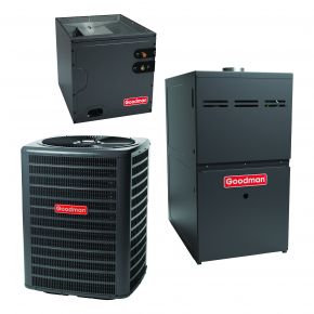 Goodman 1.5 Ton 14.5 SEER High-Efficiency Upflow HVAC System GM9S960803BN CHPTA1822B4 GSXN401810 - AC units for less