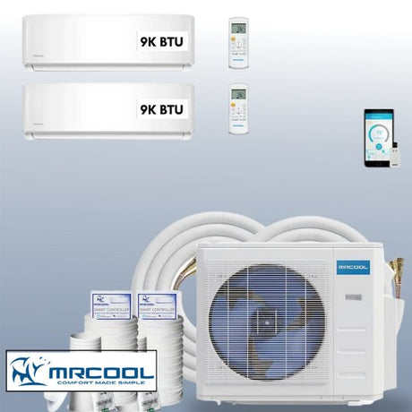 MRCOOL DIY Mini Split 18,000 BTU 2 Zone Ductless Air Conditioner and Heat Pump DIY-B-218HP0909 - AC units for less