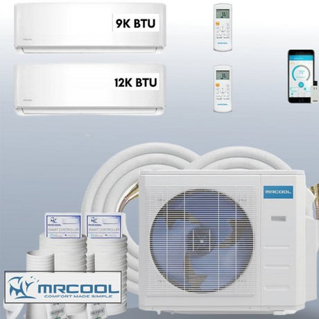 MRCOOL DIY Mini Split 18,000 BTU 2 Zone Ductless Air Conditioner and Heat Pump DIY-B-218HP0912 - AC units for less