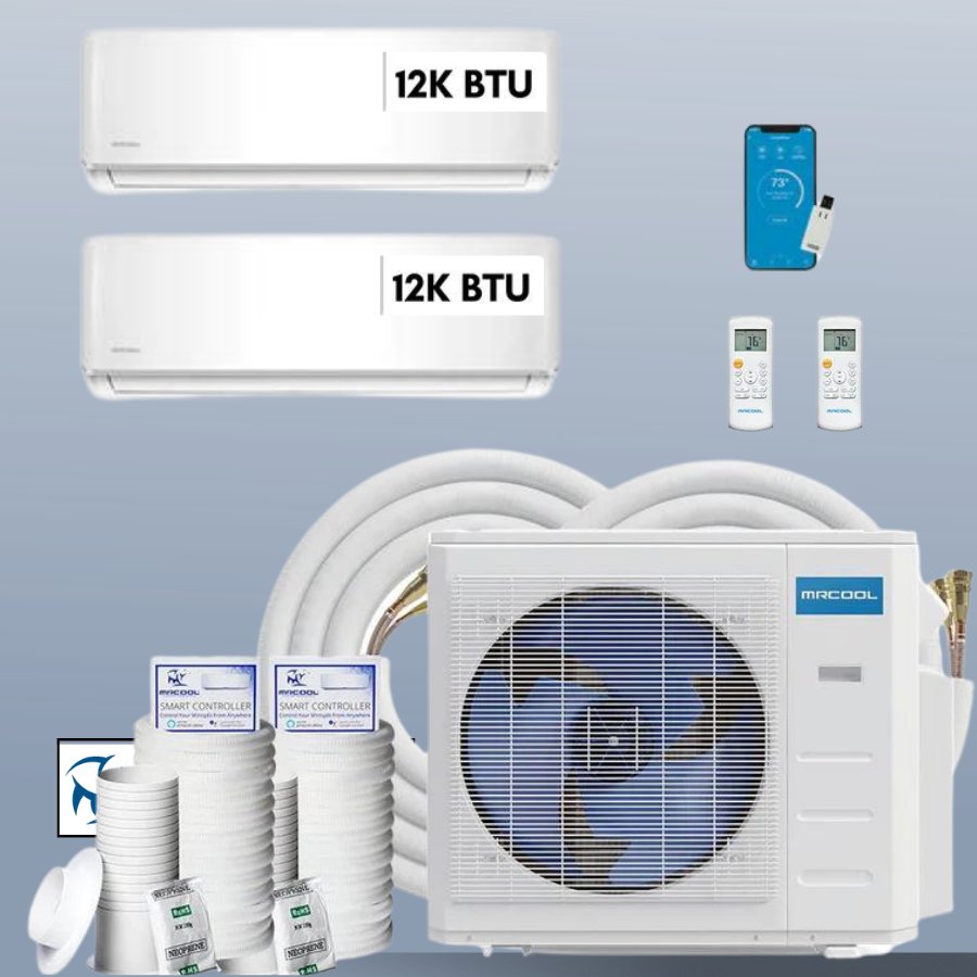 MRCOOL DIY Mini Split 24,000 BTU 2 Zone Ductless Air Conditioner and Heat Pump DIY-B-227HP1212 - ACunitsforless.com