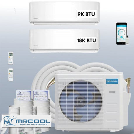 MRCOOL DIY Mini Split 27,000 BTU 2 Zone Ductless Air Conditioner and Heat Pump DIY-B-227HP0918 - AC units for less