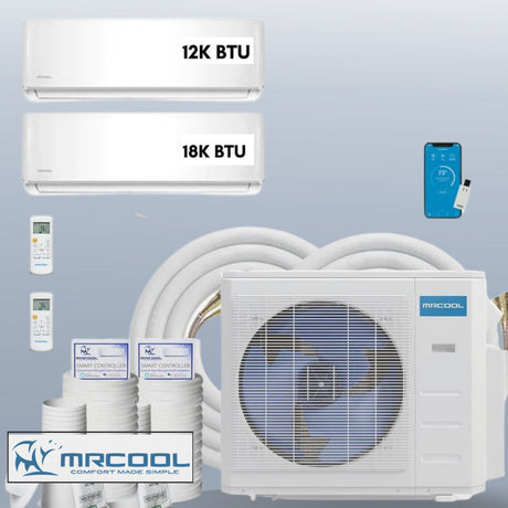MRCOOL DIY Mini Split 30,000 BTU 2 Zone Ductless Air Conditioner and Heat Pump DIY-B-227HP1218 - AC units for less