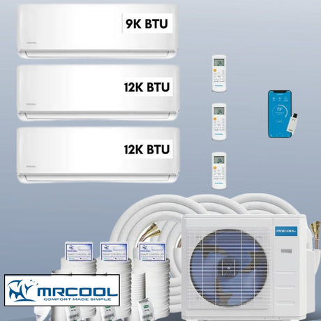 MRCOOL DIY Mini Split 33,000 BTU 3 Zone Ductless Air Conditioner and Heat Pump DIY-B-327HP091212 - AC units for less