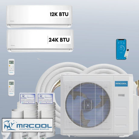 MRCOOL DIY Mini Split 36,000 BTU 2 Zone Ductless Air Conditioner and Heat Pump DIY-B-236HP1224 - AC units for less