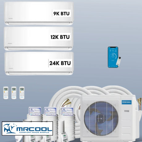 MRCOOL DIY Mini Split 45,000 BTU 3 Zone Ductless Air Conditioner and Heat Pump DIY-B-348HP091224 - AC units for less