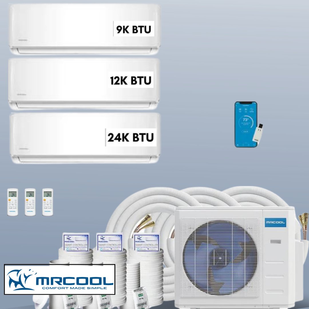 MRCOOL DIY Mini Split 45,000 BTU 3 Zone Ductless Air Conditioner and Heat Pump DIY-B-348HP091224 - AC units for less