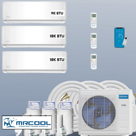 MRCOOL DIY Mini Split 45,000 BTU 3 Zone Ductless Air Conditioner and Heat Pump DIY-B-348HP091818 - AC units for less