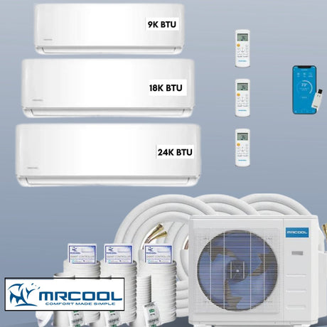 MRCOOL DIY Mini Split 51,000 BTU 3 Zone Ductless Air Conditioner and Heat Pump DIY-B-348HP091824 - AC units for less